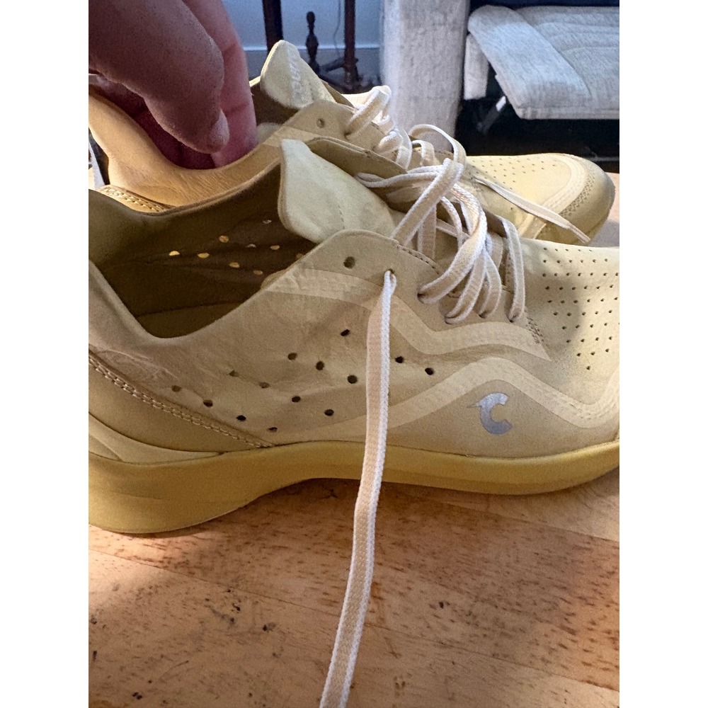 Courser Womens Luxury Leather Performance Sneakers Yellow Made in Italy Low Top - Picture 3 of 10